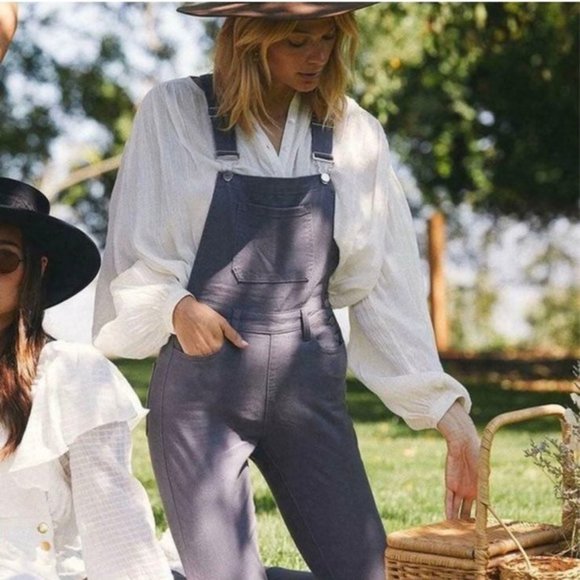 We Wore What Grey High Rise Skinny Overalls XS